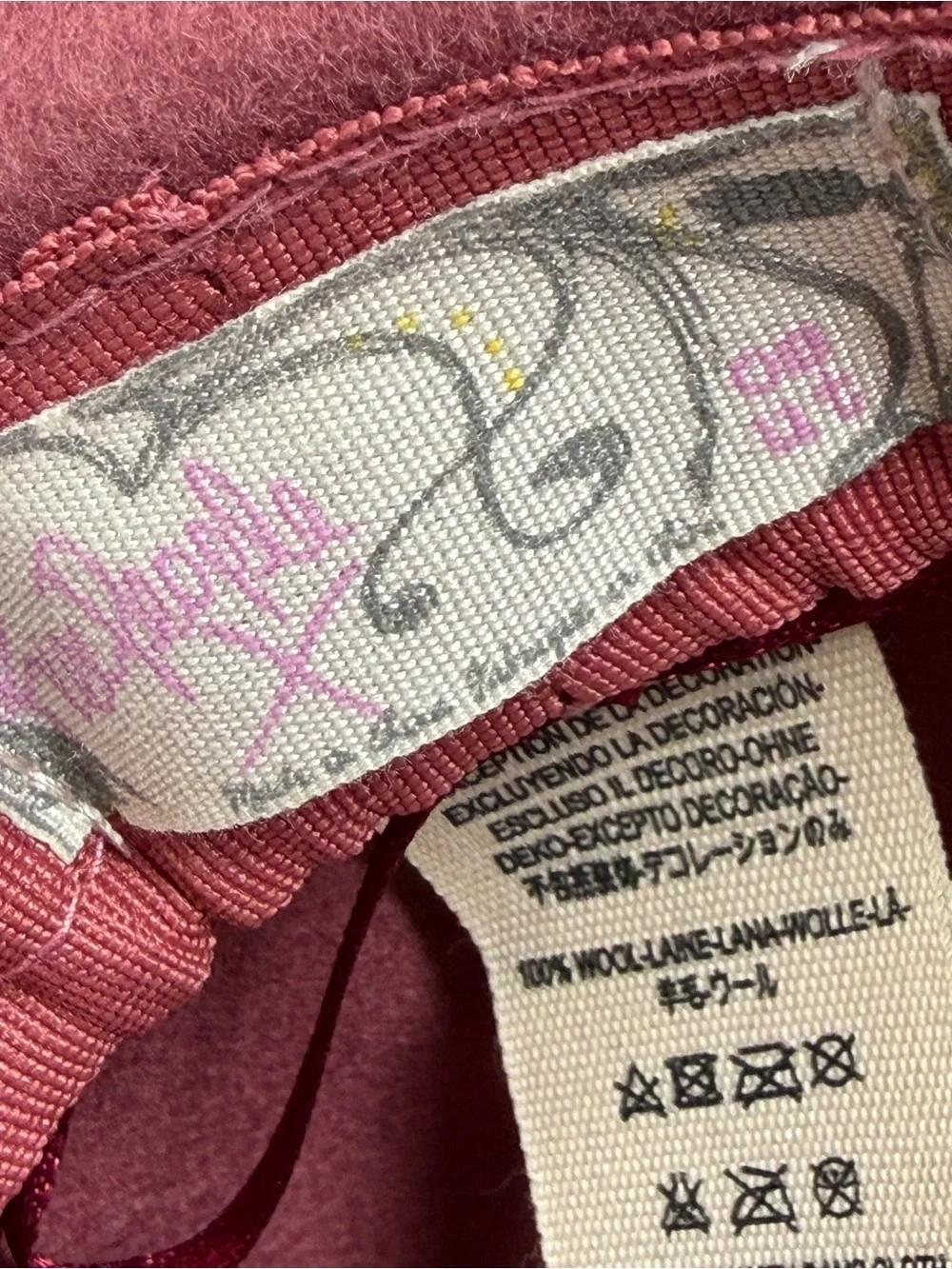 Anthropologie Pink Wool Wide Brim Fedora Hat Leather Band Womens One Size